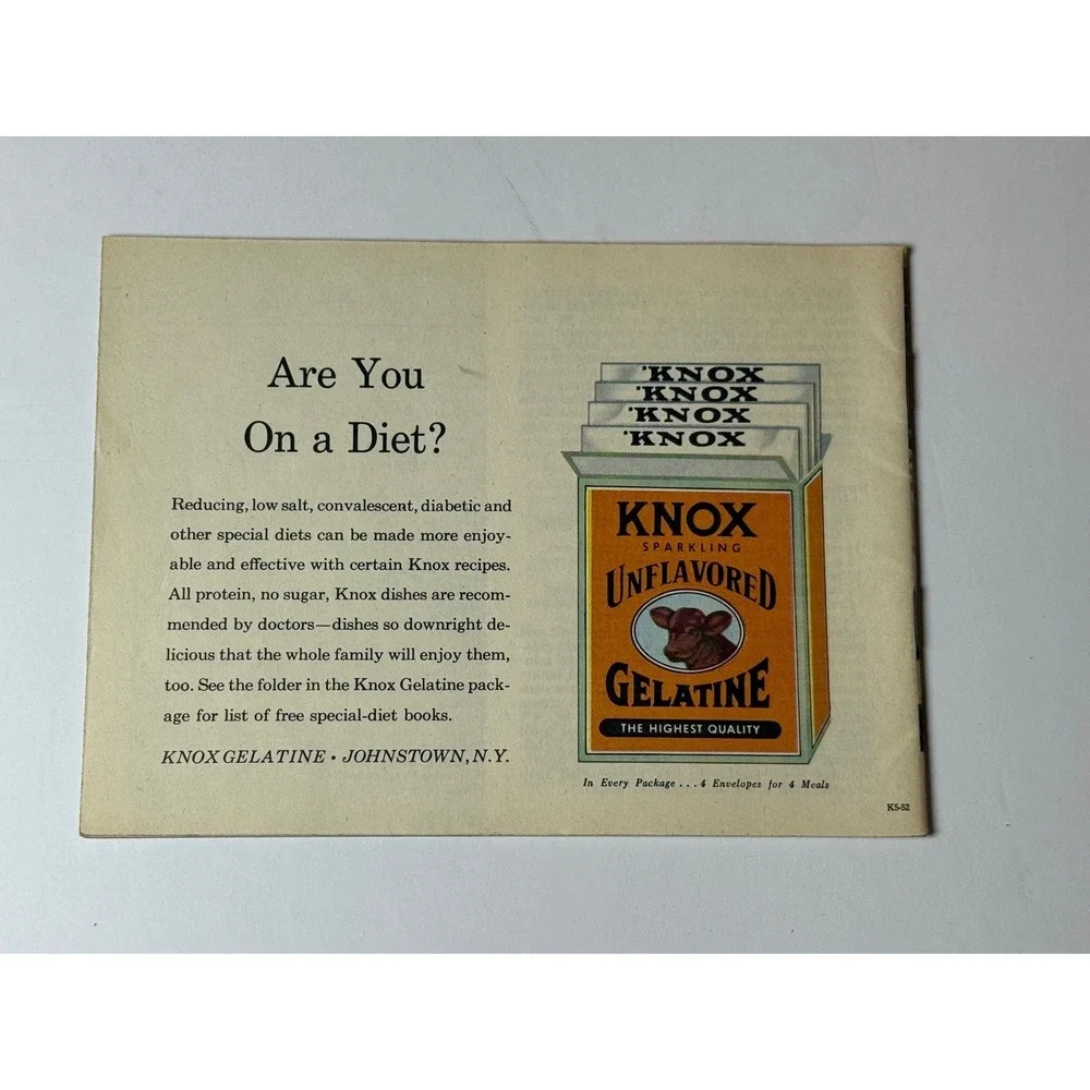Vintage‎ 1952 Knox Gelatine Better Meals with Gel-Cookery Recipe Booklet